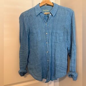 Lilly Pulitzer Casual Blue Linen Button-Down Shirt